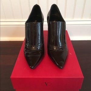 Valentino Dark Brown Patent Booties